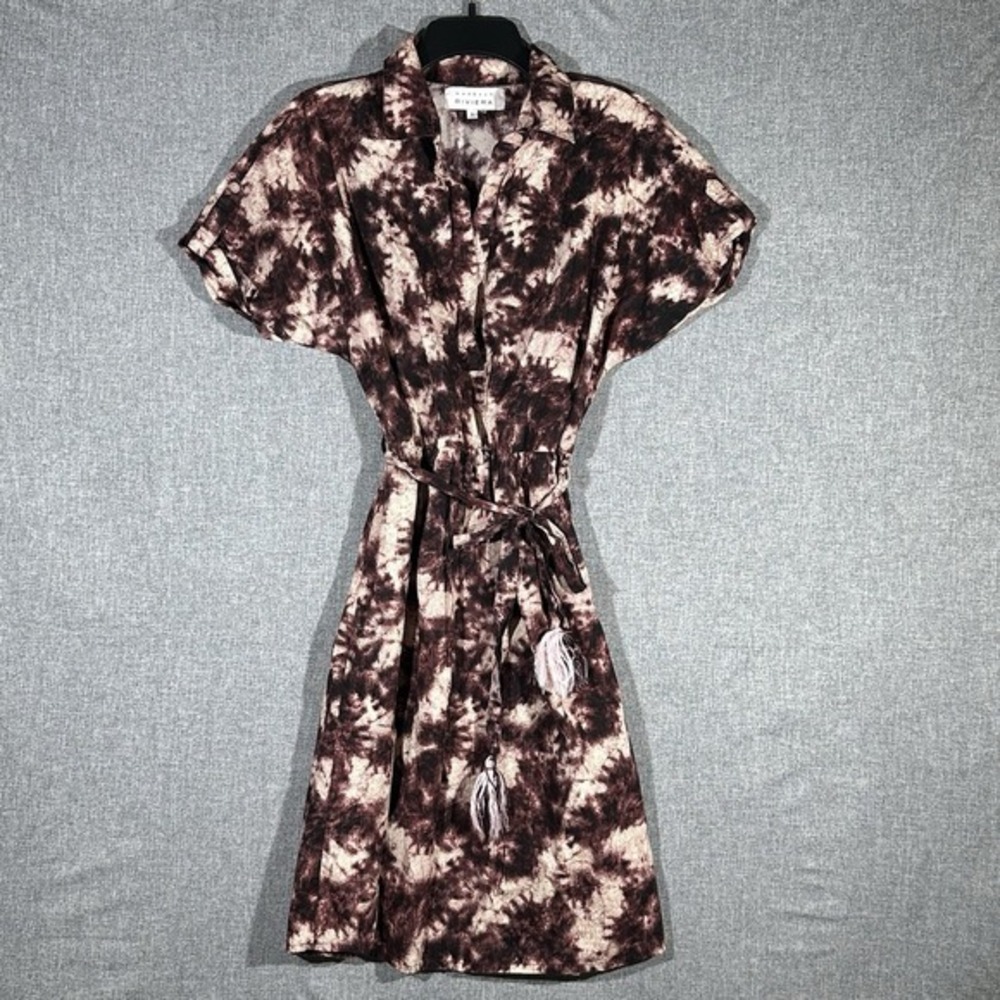 Margaux Riviera Maroon Cream Dress‎ With Belt Large